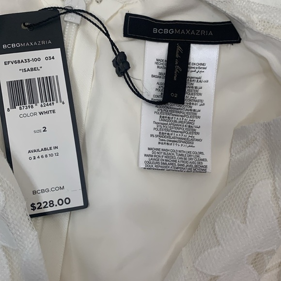 BCBGMAXAZRIA Isabel Lace Side Draped Peplum Mini Dress- NWT- 2 - Picture 15 of 16